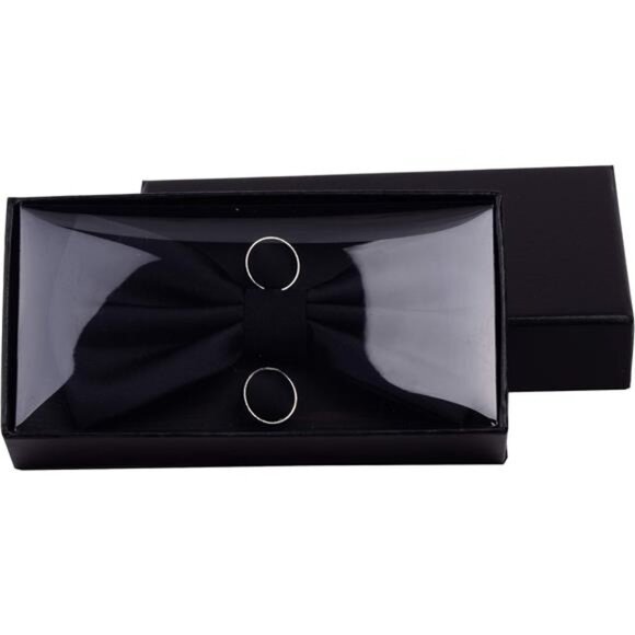 Mens Solid Color Double Fold Pre-tied Bow Tie and Pocket Square Cufflink Set - Picture 6 of 8